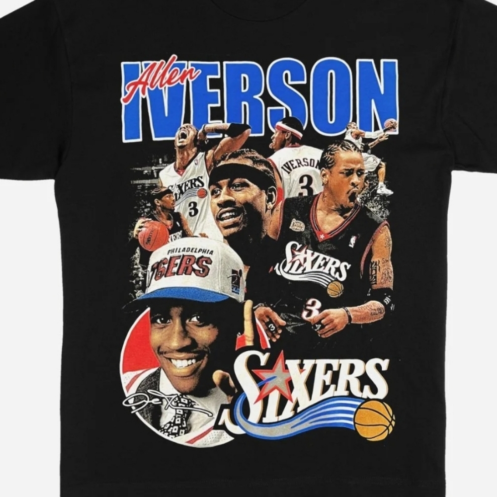 Allen Iverson Philly Blue Graphic T-Shirt Size Medium, Large and XL